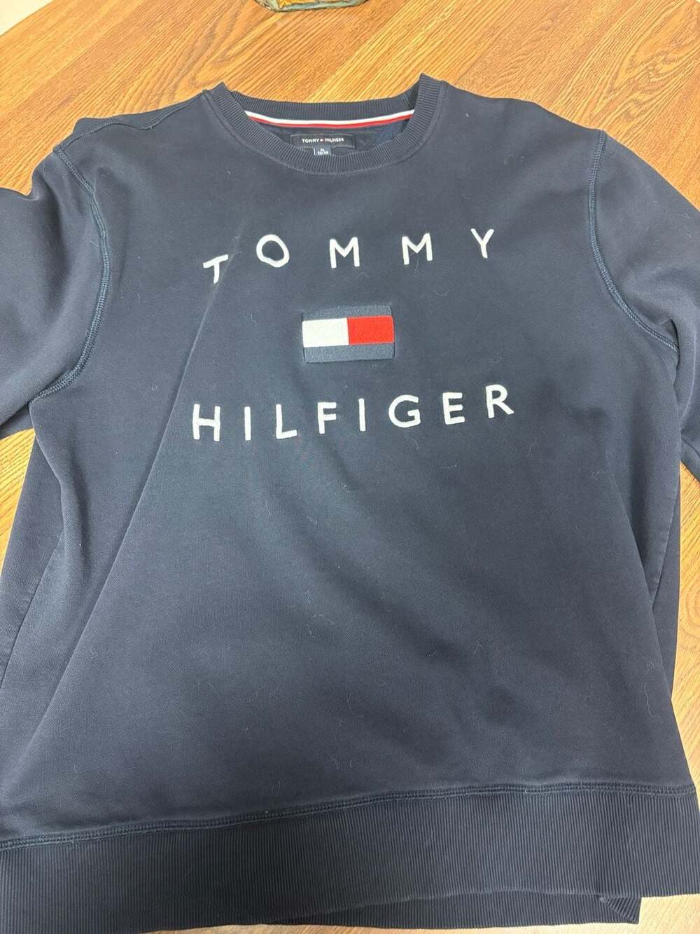 Tommy Hilfiger Men's Embroidered Logo Crewneck Sweatshirt Navy Blue XL